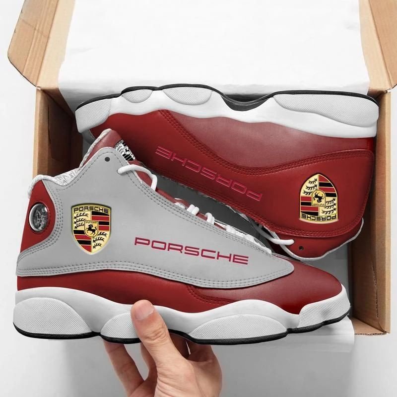 Chic Red Anf Grey Themed Porsche Air Jordan 13 Printing Shoes Sneaker