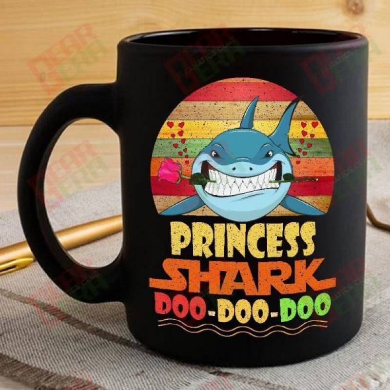 Vintage Princess Shark Doo Doo Doo Coffee Mug Retro Shark And Rose Womens Custom Father’s Day Mother’s Day Gift Idea GE609