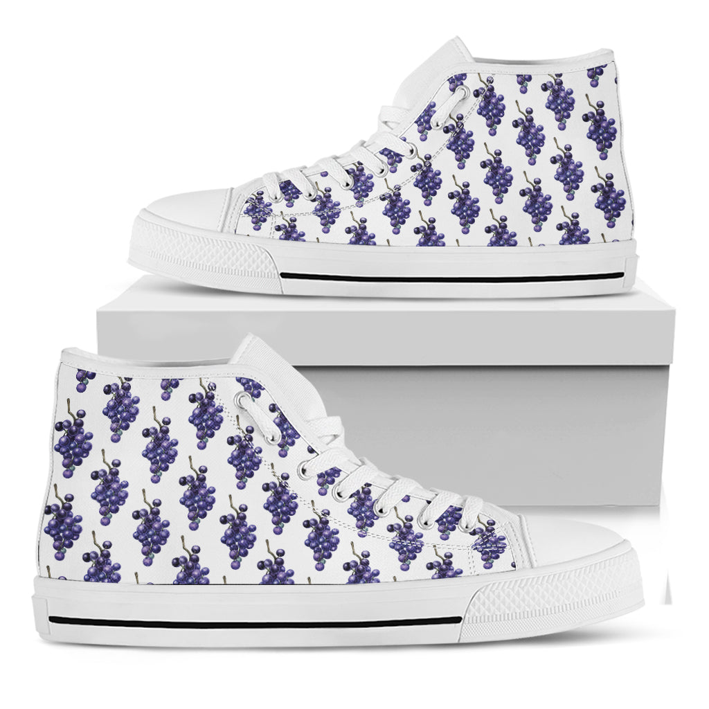 Watercolor Grape Pattern Print White High Top Shoes