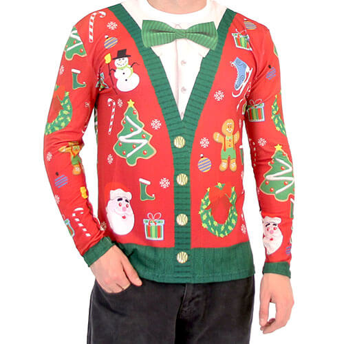 Christmas Cardigan With Bow Ugly Christmas Shirt