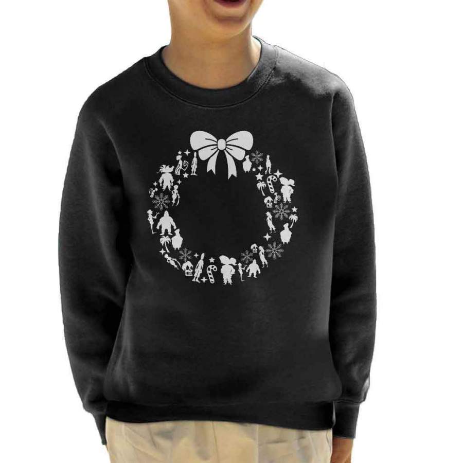 Monkey Island Christmas Wreath Pattern Kid’s Sweatshirt