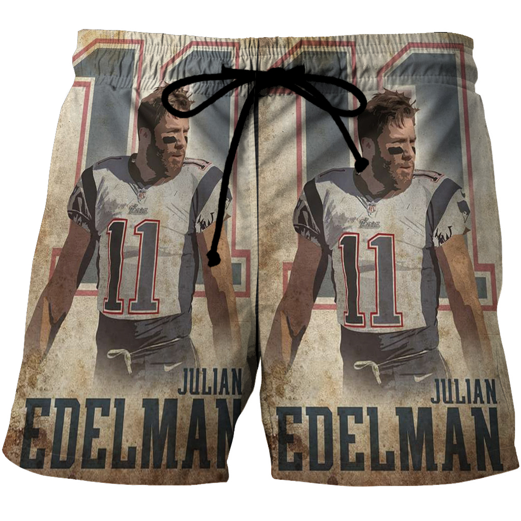 New England Patriots Julian Edelman8 3D All Over Print Summer Beach Hawaiian Short