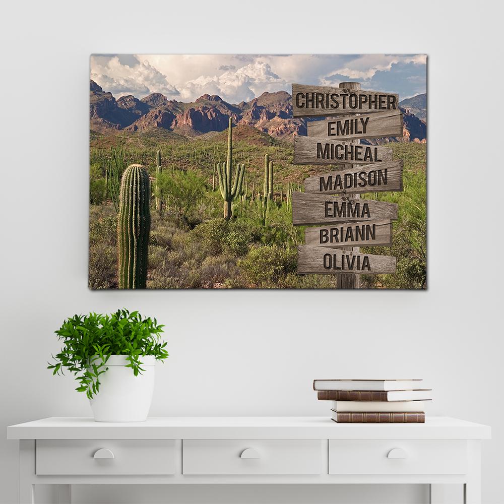 Weather In The Desert Multi Names Premium Canvas Crossroads Personalized Canvas Wall Art – Family Street Sign Family Name Art Canvas For Home Decor