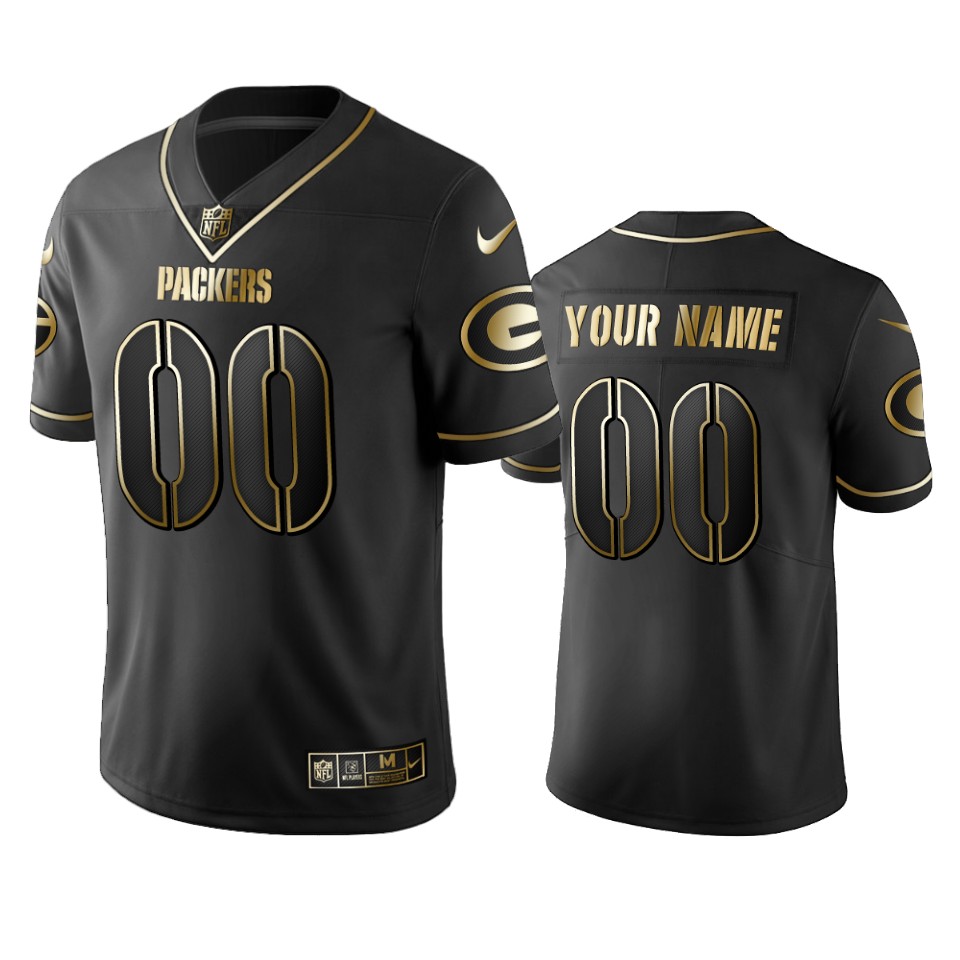 2019 Green Bay Packers Custom Black Golden Edition Vapor Untouchable Limited Jersey – Mens