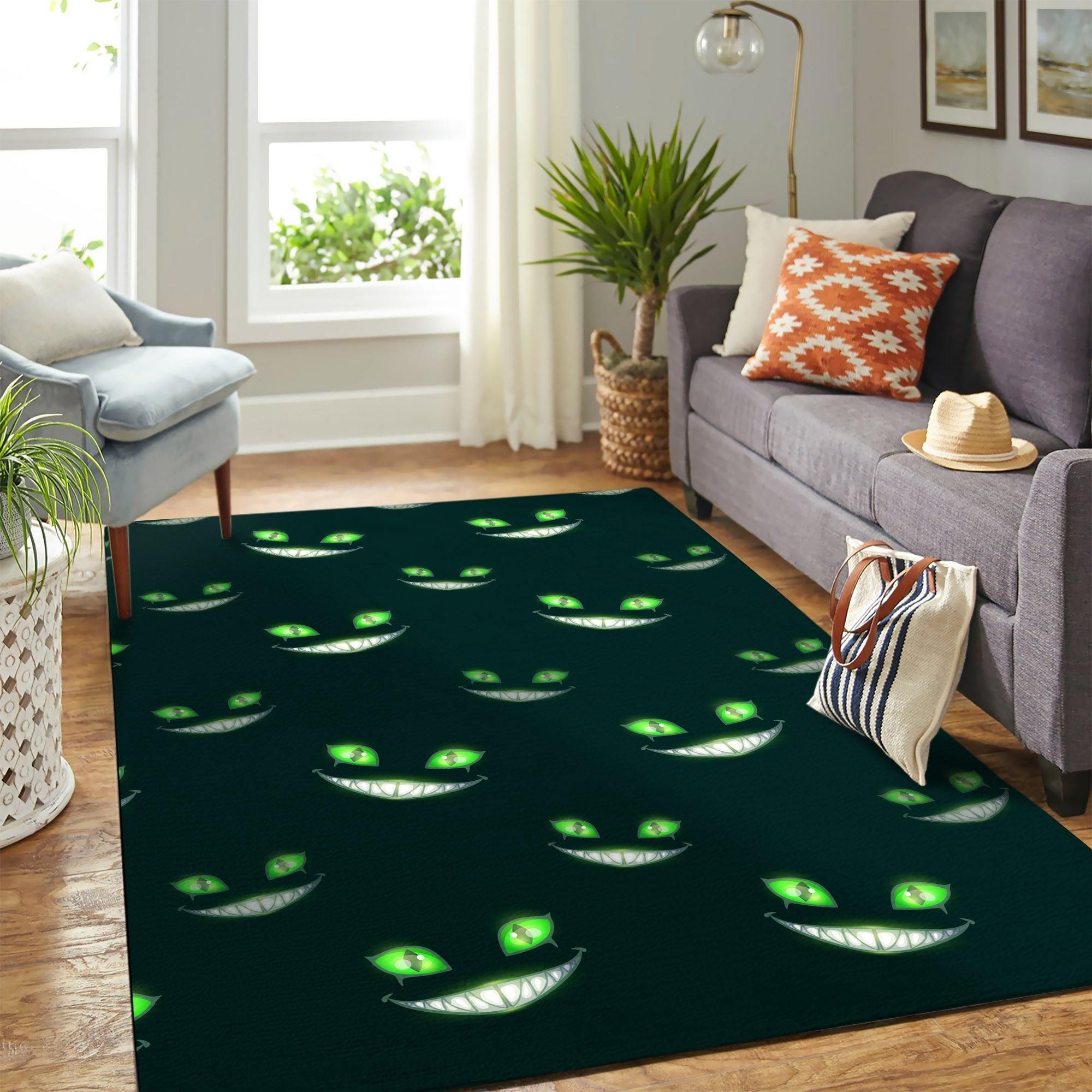 Cat creepy green eyes Area Rug Geeky Carpet – home decor – Bedroom Living Room decor