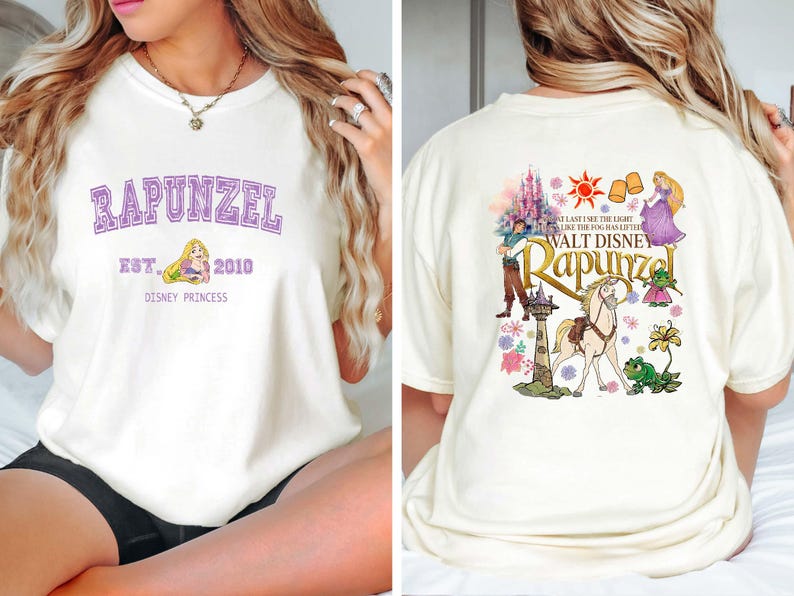 Retro Rapunzel Tangled Two sided Comfort Colors Shirt, Floral Rapunzel Shirt, WDW Disney Princess Shirt, Disney Rapunzel Shirt