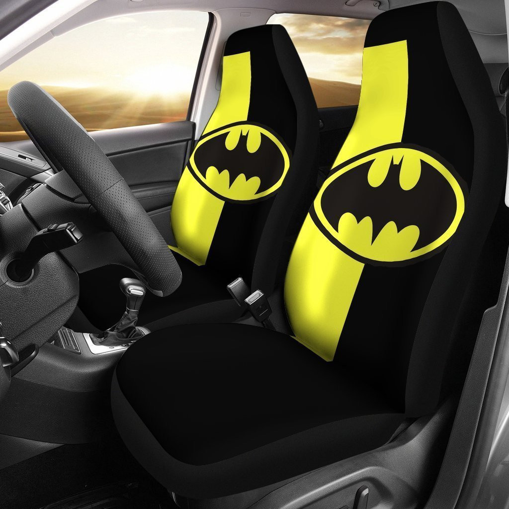 Batman Logo Movie Fan Gift Car Seat Covers – Seat Covers With Leather Pattern Print Will Get 2 Pcs