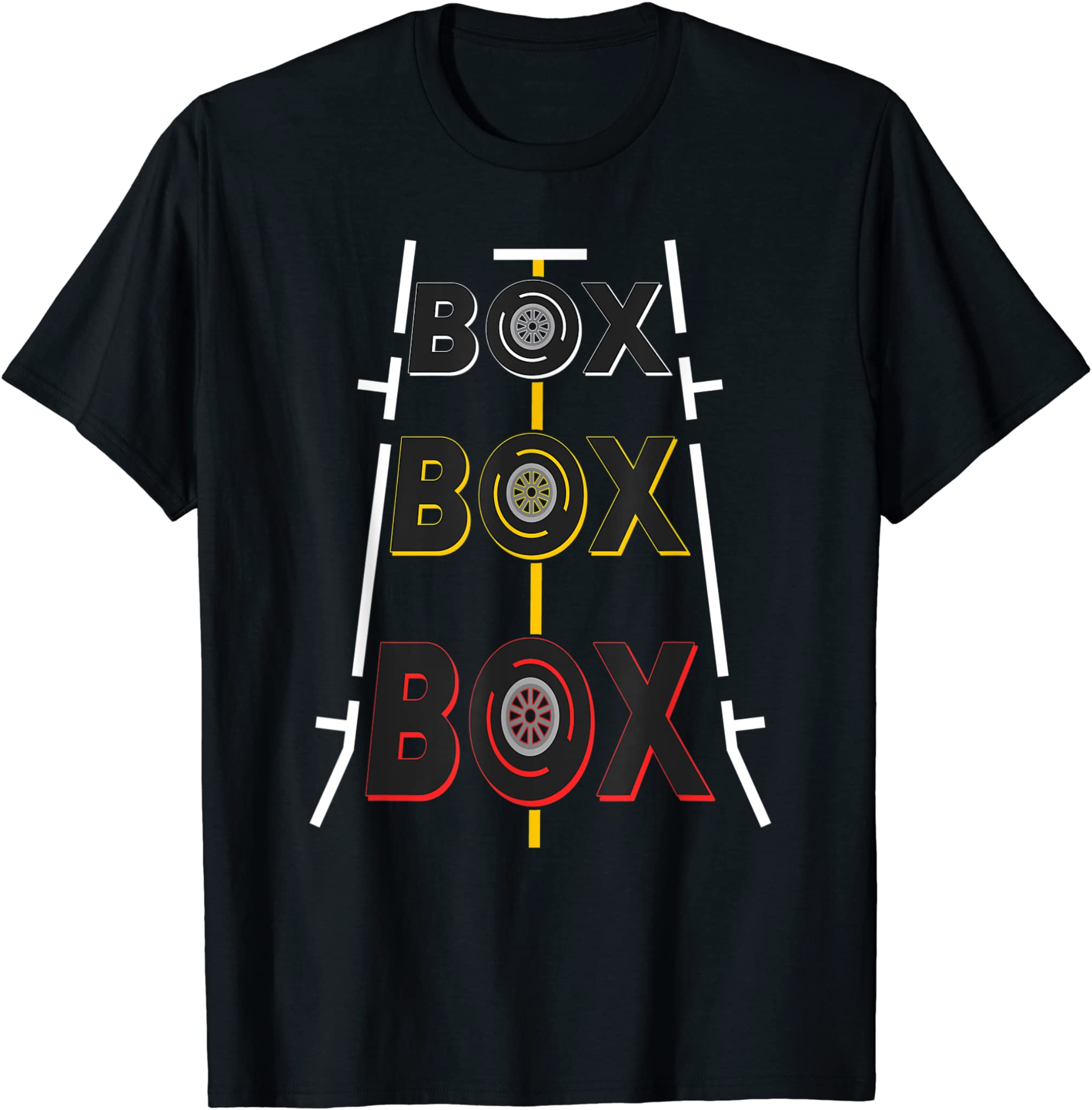 Formula Racing Car Box Box Box Radio Call To Pit Box Lines T-Shirt