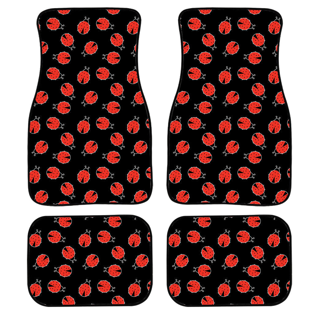 Cute Ladybird Pattern Print Front And Back Car Floor Mats, Front Car Mat