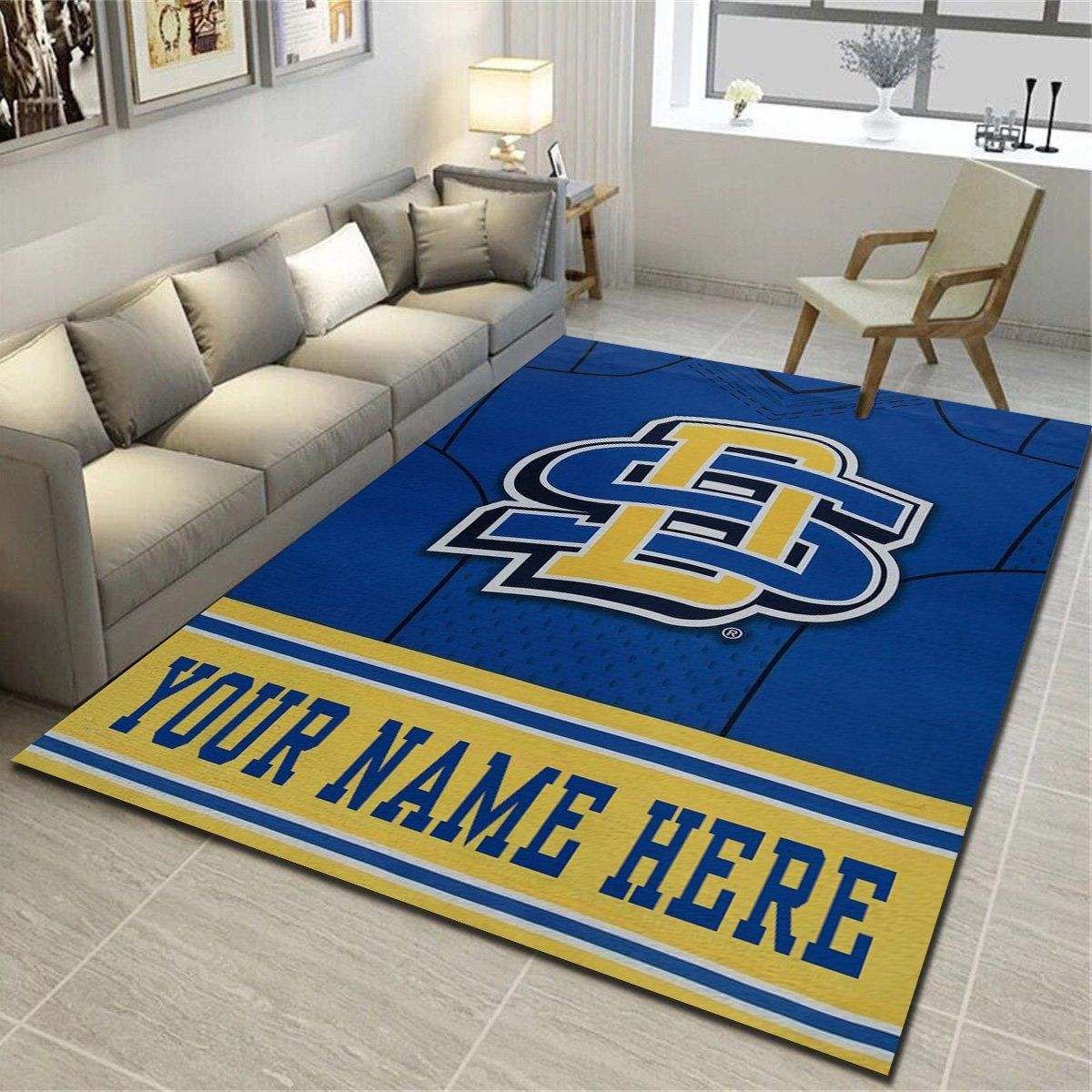 South Dakota State Jackrabbits Personalized Rug, Team Living Room Bedroom Carpet, Customized Floor Mat