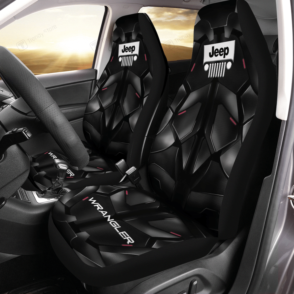 Jeep Wrangler Car Seat Cover (Set Of 2) Ver 13 (Black)