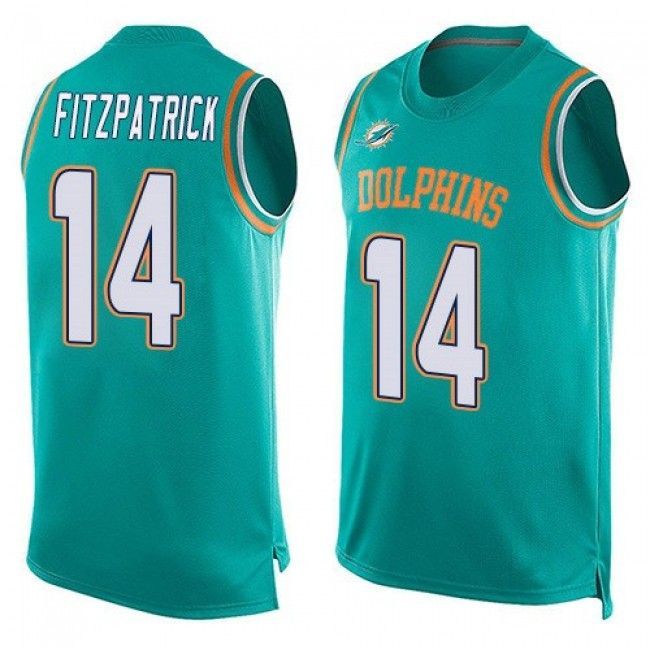 Dolphins #14 Ryan Fitzpatrick Aqua Green Team Color Tanktop Jersey For Fans