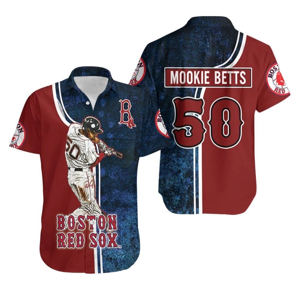 50 Mookie Betts Boston Red Sox Hawaiian Shirt Combo Beach