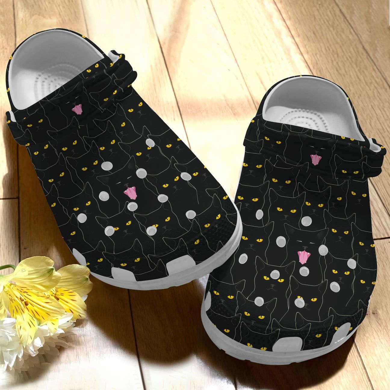 Black Cat Personalize Clog, Custom Name, Text, Fashion Style For Women, Men, Kid, Print 3D Funny And Black