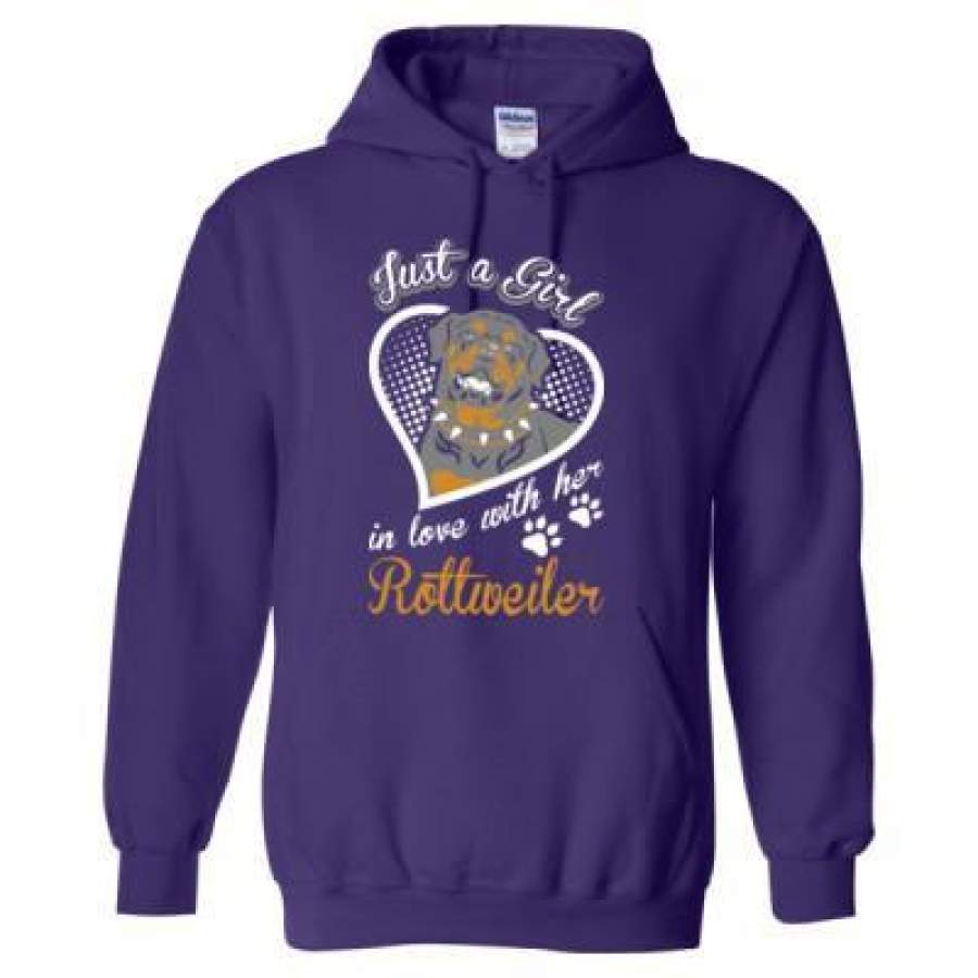 AGR Just A Girl In Love With Her Rottweiler Dog – Heavy Blend™ Hooded Sweatshirt