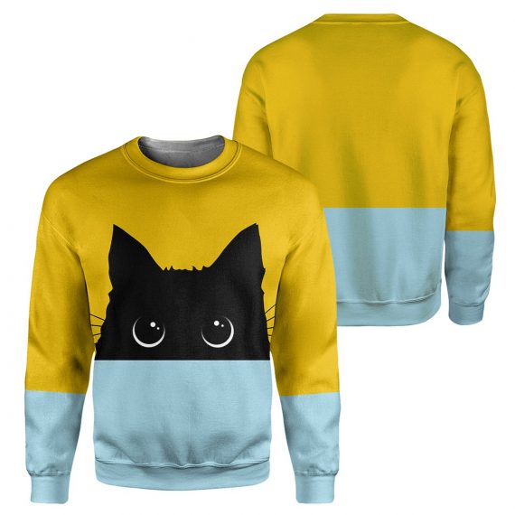 Sneaky Black Cat All Over Print Unisex Sweatshirt For Cat Lovers