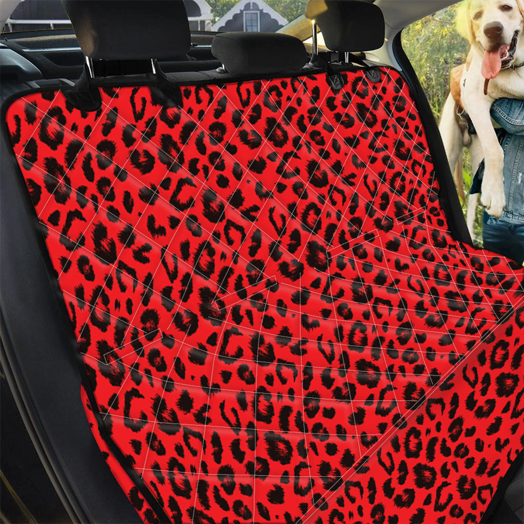 Red Leopard Print Pet Car Back Seat Cover