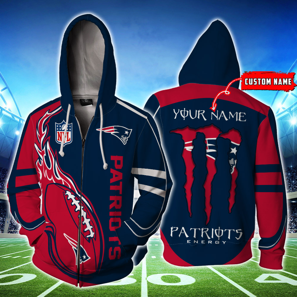 New England Patriots Custom Name Zipperhoodie 3D Ds001