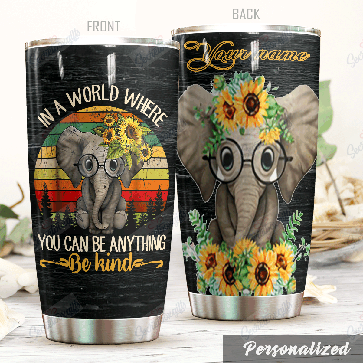 Personalized Elephant Nc1410605Cl Stainless Steel Tumbler Travel Customize Name, Text, Number, Image