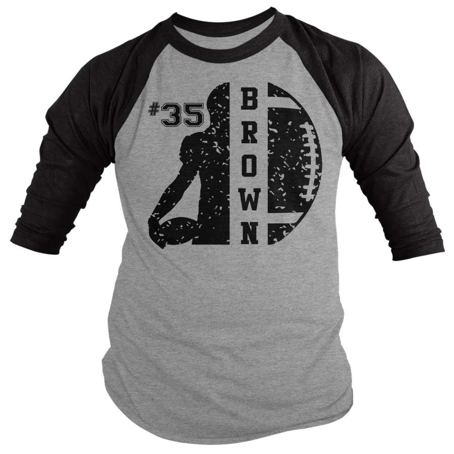 Men’s Personalized Football T Shirt Custom Football Shirts Football Raglan T Shirt Personalized Long Sleeve Shirts
