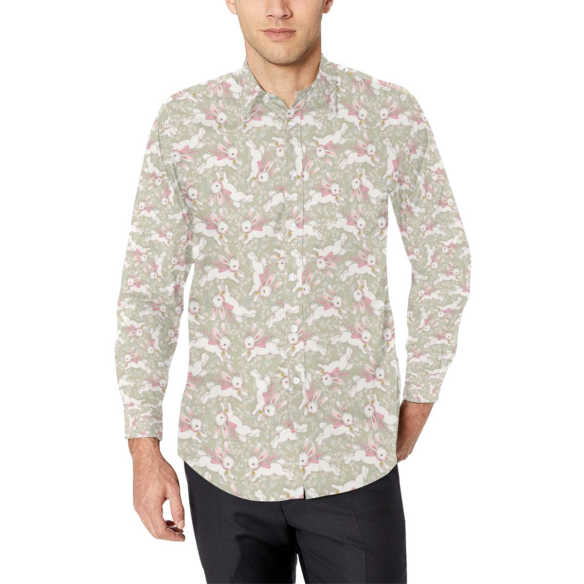 Bunny Pattern Print Design 06 Long Sleeve Dress Shirt