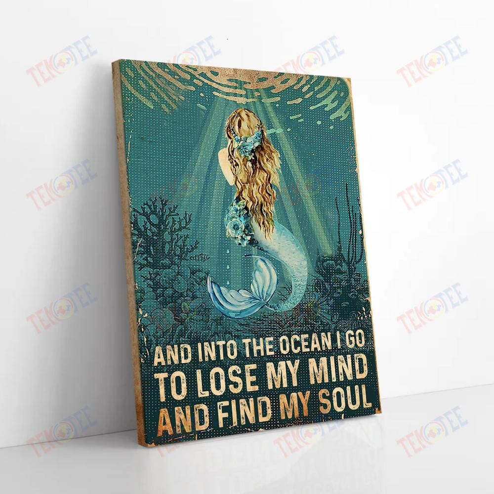 Canvas Wall Art Into The Ocean I Go To Lose My Mind Mermaid Vintage Art Canvas Alluring Wall Art Home Decor