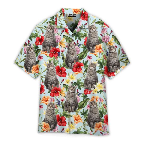 Tropical Flowers Maine Coon Cats Pattern Hawaii Shirt For Men Women Ha89441