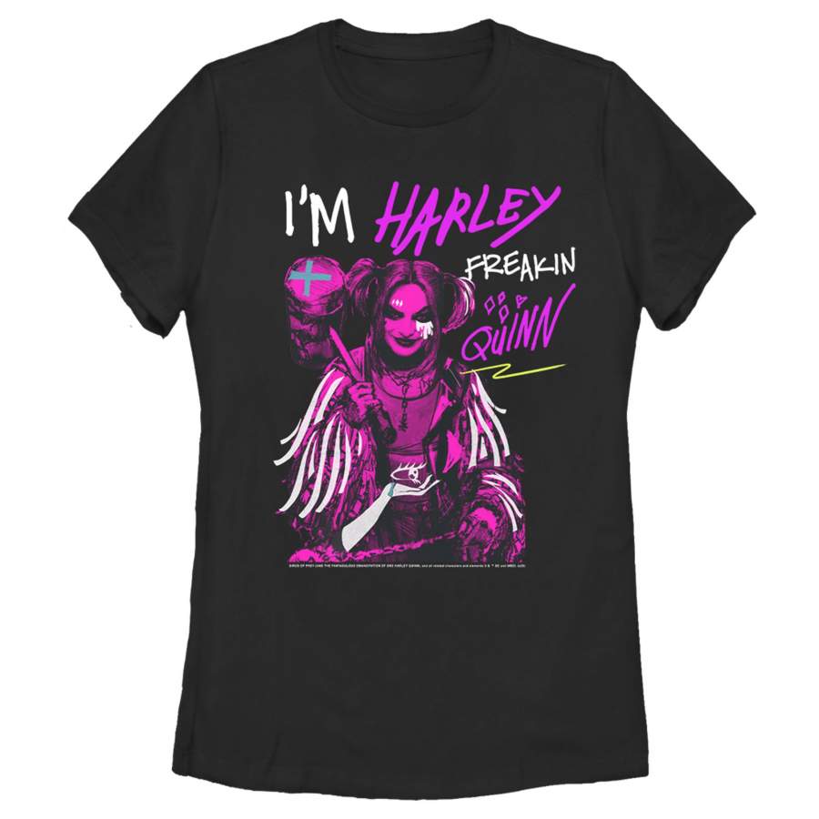 Birds of Prey Women’s Harley Freakin’ Quinn Cartoon  T Shirt