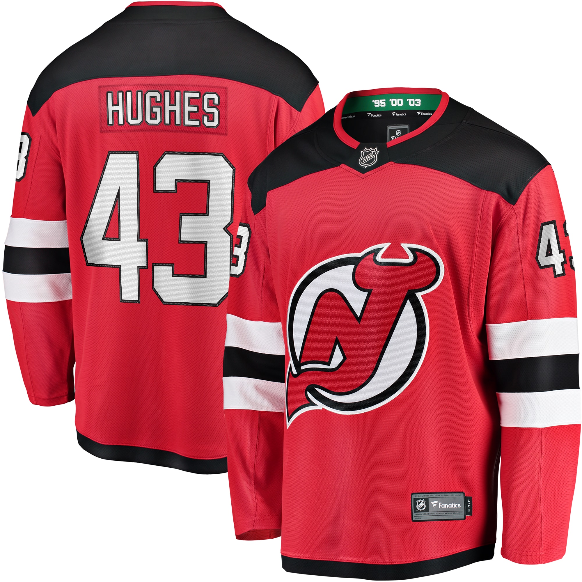 Men's New Jersey Devils Luke Hughes Red Home Breakaway Player Jersey