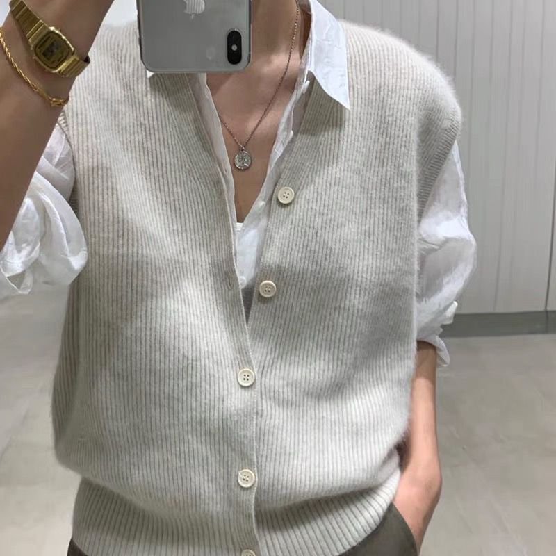 Tender Sweater Vest Women Stylish S-4XL Autumn V-neck Plush Knitting Sleeveless Knitwear Female Solid Elegant Warm Cozy Jumper alx