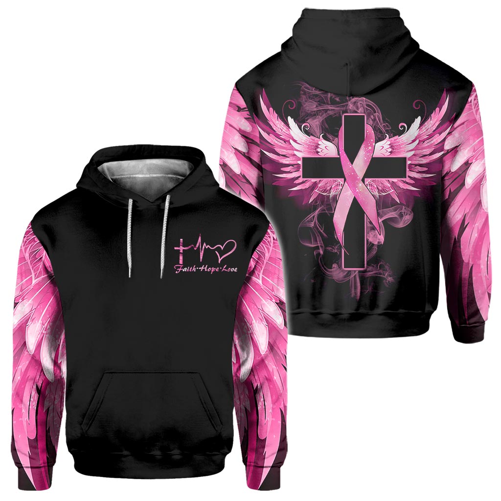 Breast Cancer True Cross Wings Breast Cancer Awareness All Over Print Shirts