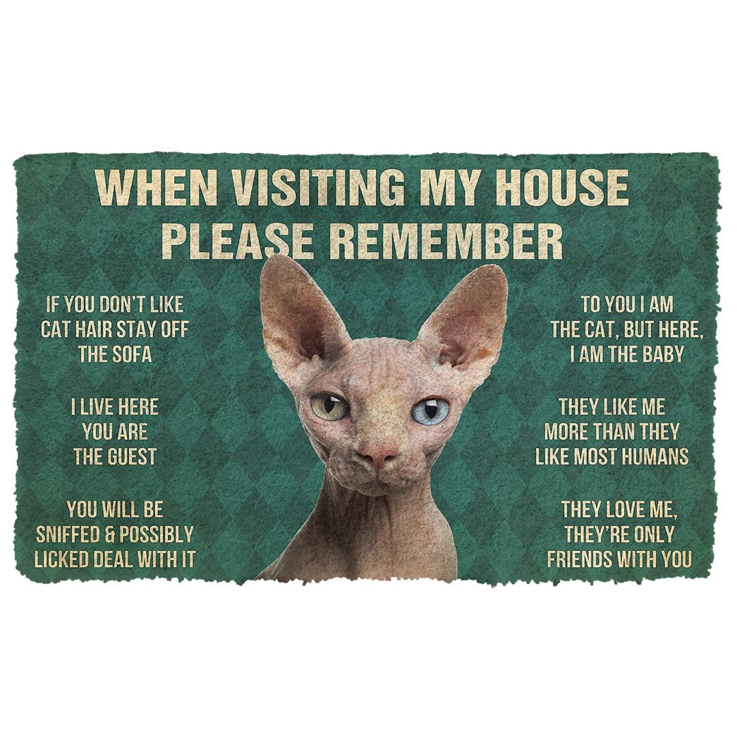 Gearhumans 3D Please Remember Sphynx Cat House Rules Doormat