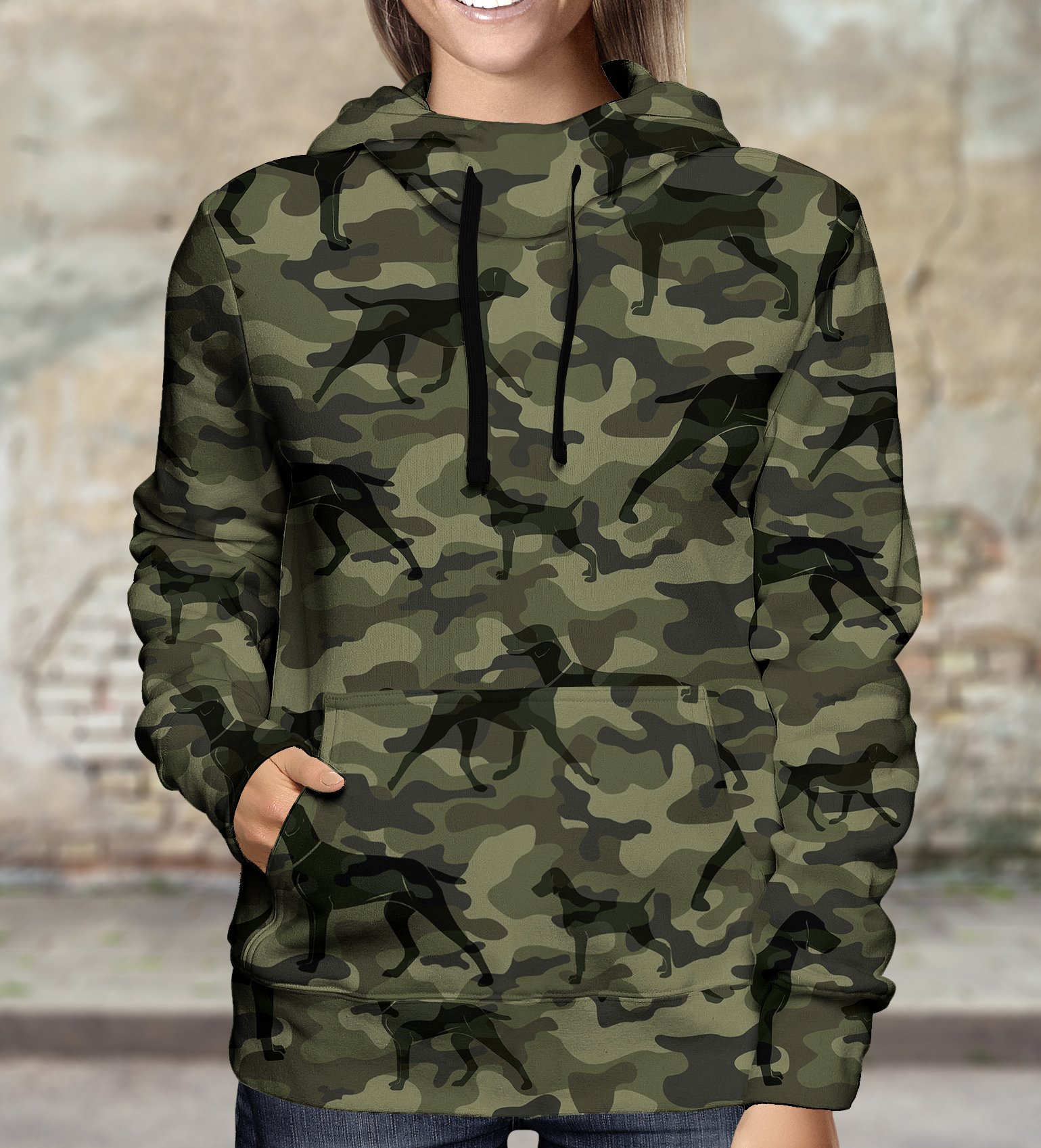 Street Style With Weimaraner Camo Hoodie V1