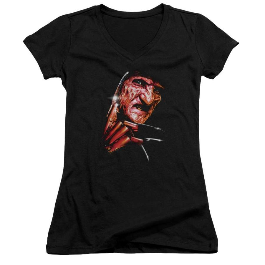 A Nightmare on Elm Street Freddys Face Juniors V-Neck T-Shirt