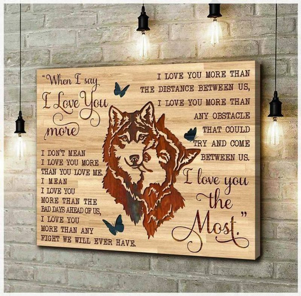 The Wolf Love You More Than The Distance Anniversary, Gift For Couple Horizontal Poster & Canvas Home Decor Wall Art Visual Art