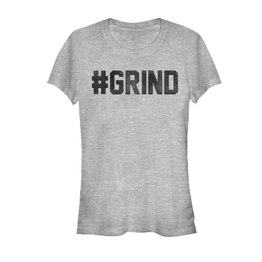 CHIN UP Junior’s Hashtag Grind  T Shirt Athletic Heather