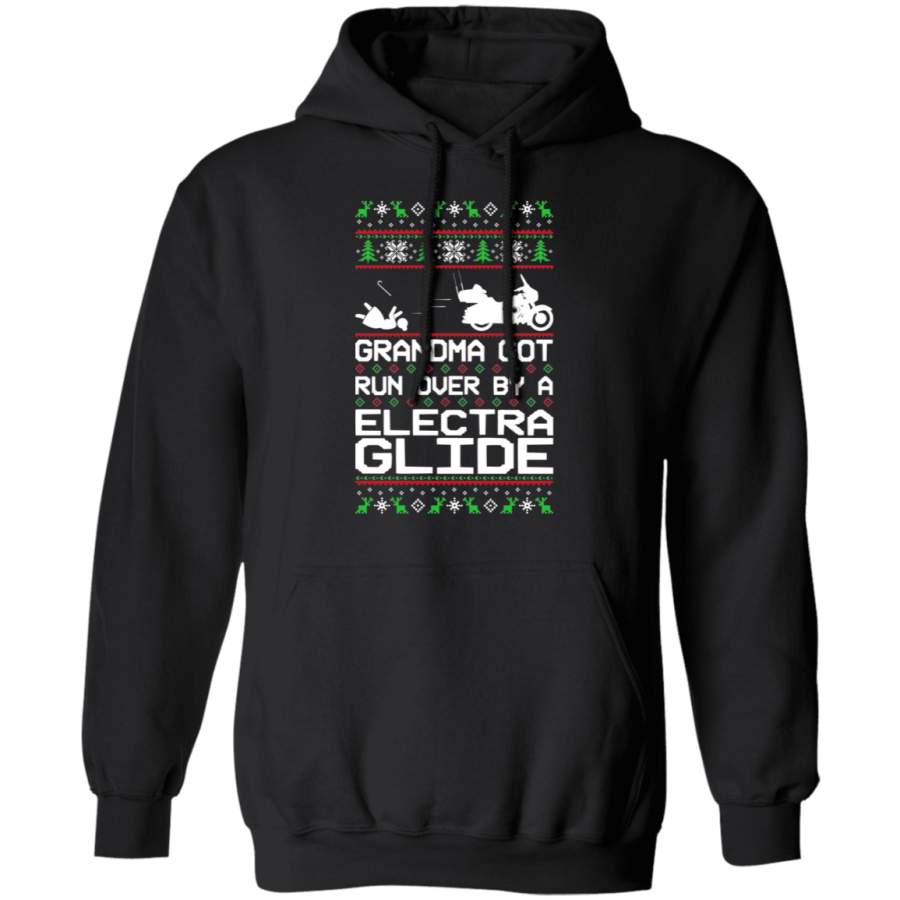 Electra Glide Motorcycle HD Ugly Christmas Grandma Got Run Over Pullover Hoodie
