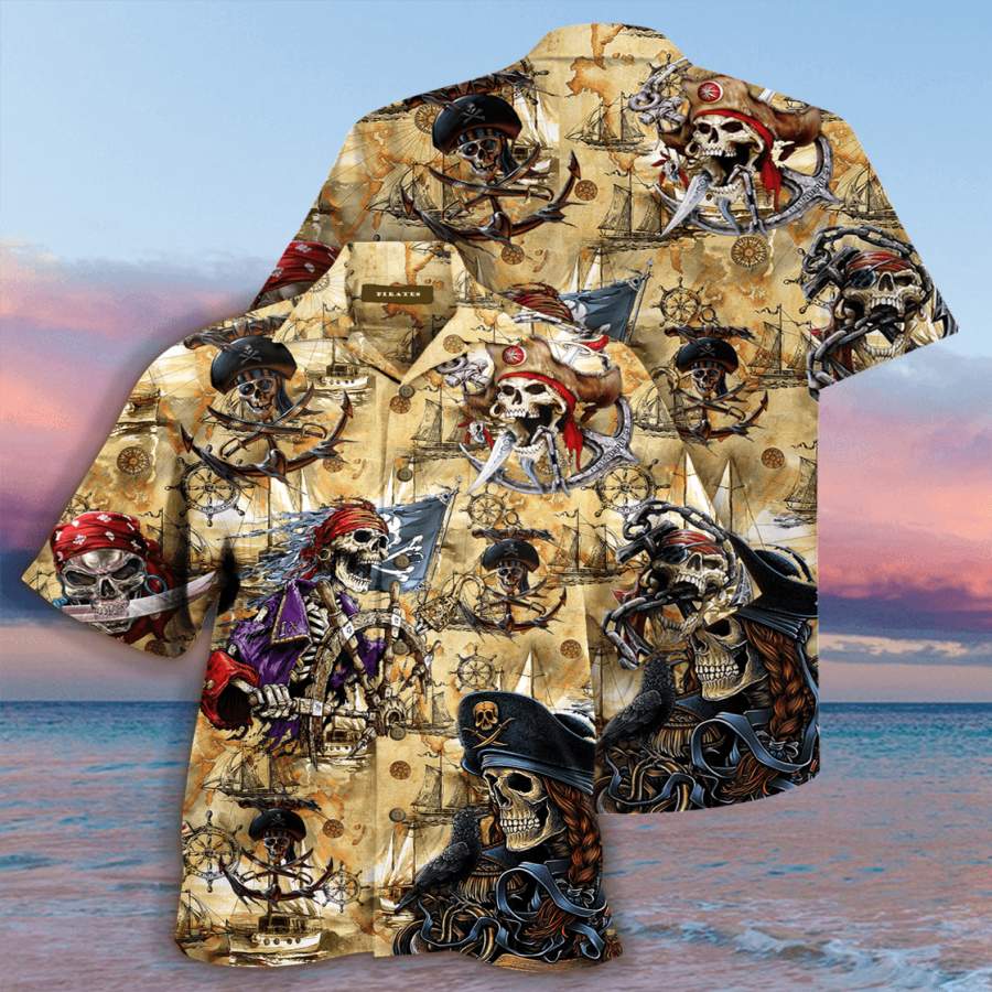 Amazing Pirate Skull Hawaii Aloha Shirts Ha74246