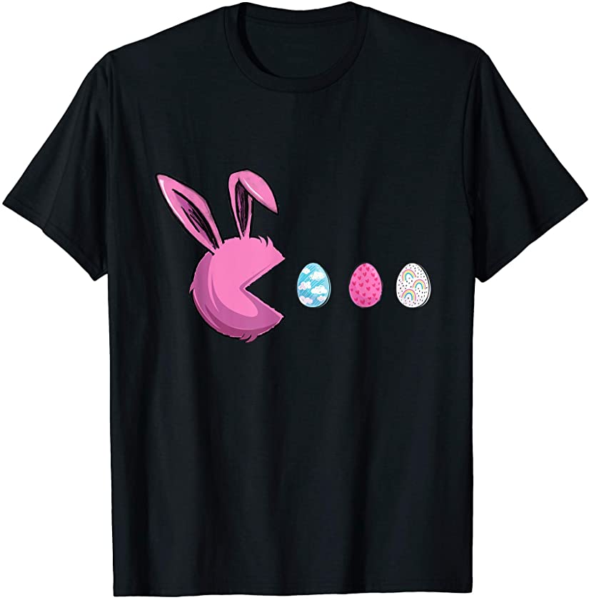 Rabbit Bunny Eggs Hunting Happy Easter Day Tees Men Women T-Shirt