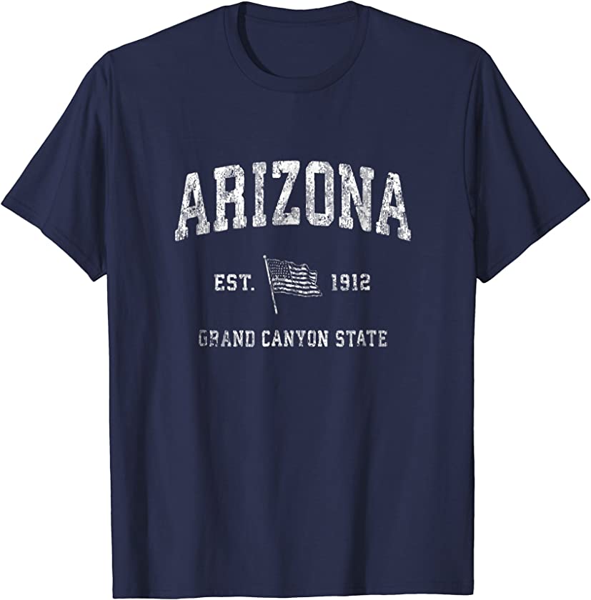 Arizona AZ T-Shirt Vintage US Flag Sports Design Tee