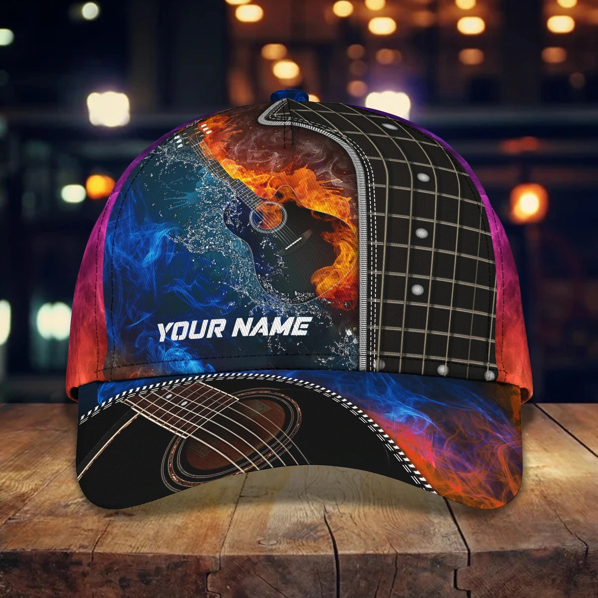 Personalized Baseball Guitar Full Print Cap Hat For Guitar Lover, Classic Guitar 3D Caps To My Son, Daughter