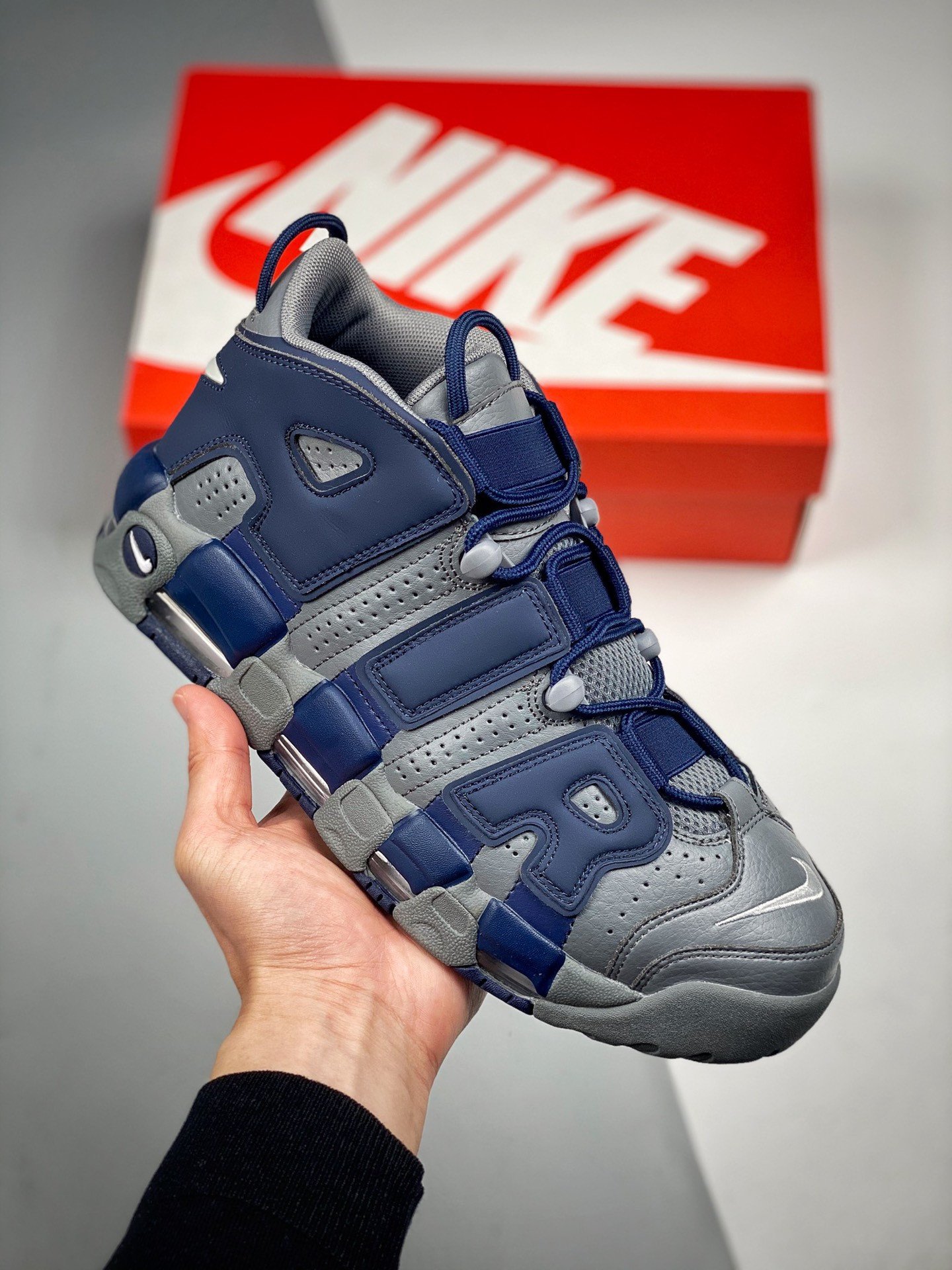 Nike Air More Uptempo Hoyas Cool GreyWhite-Midnight Navy 5338681