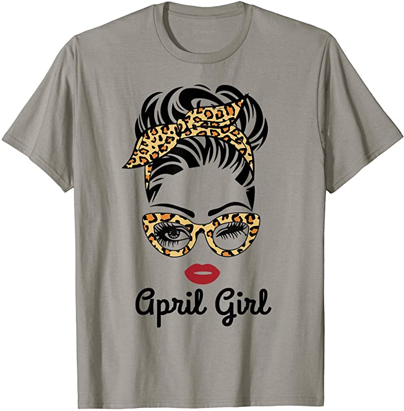 April Girl Wink Eye Woman Face Wink Eyes Leopard Lady Aries T-Shirt