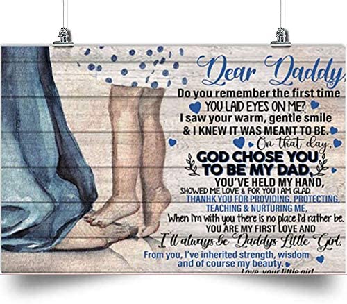 Dear Daddy Horizontal Poster-God Choose You to be My Daddy – Home Decoration Poster, Wall Poster, Home and Room Decoration, Gifts Father, Souvenirs