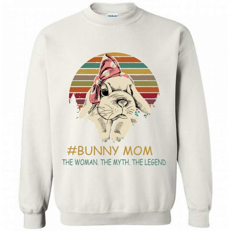 Bunny Mom The Woman They Myth The Legend, Classic Vintage Retrp – Gildan Crewneck Sweatshirt