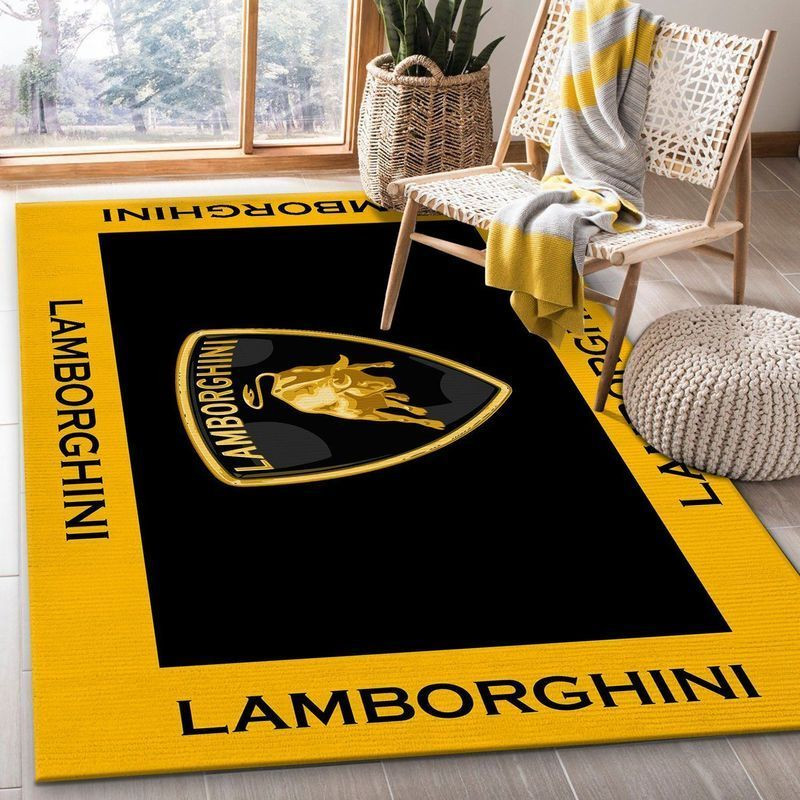 Lamborghini Golden Logo Supercars Area Rug Living Room Rug Home Decor Floor Decor