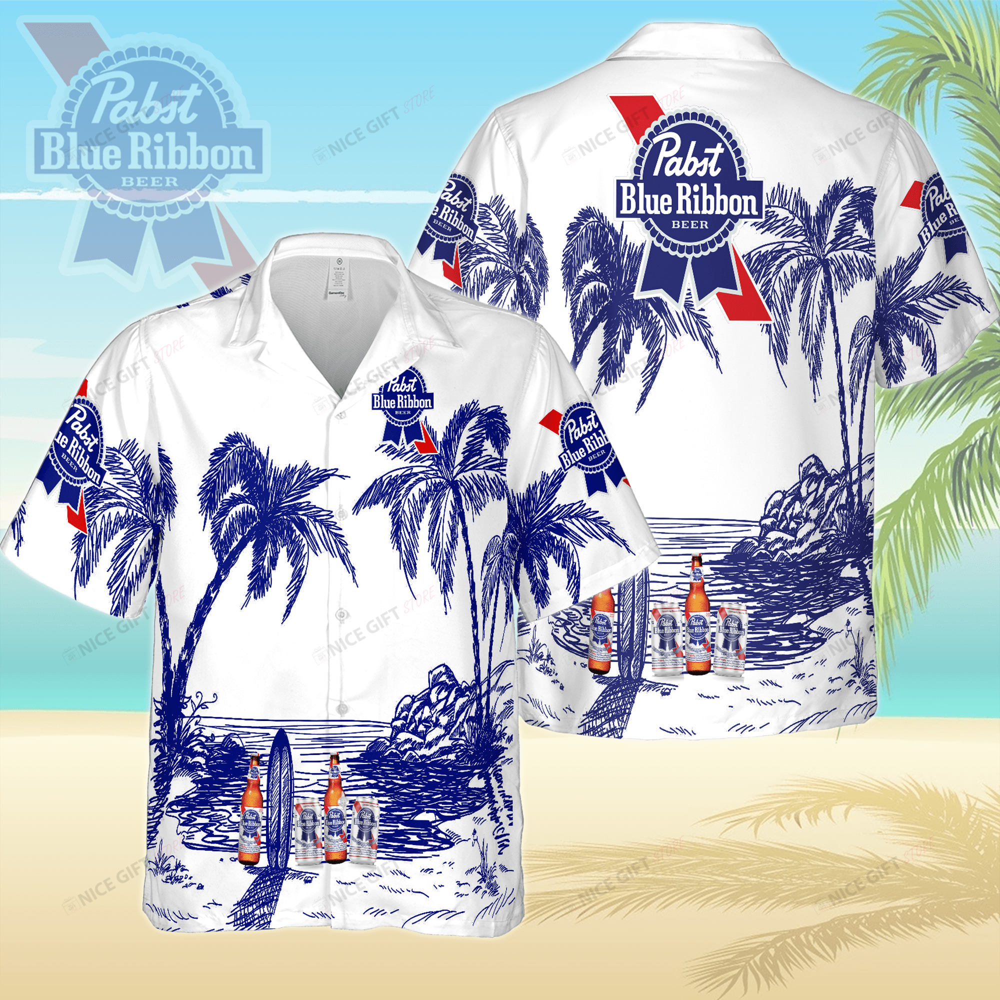 Pabst Blue Ribbon Hawaiian Shirt 3Hs-A2H8