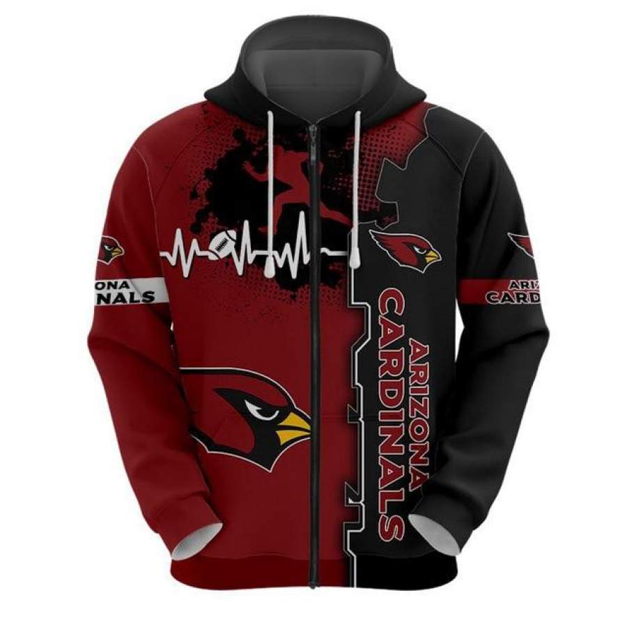 Arizona Cardinals Beating Curve 3D Zipper Hoodie