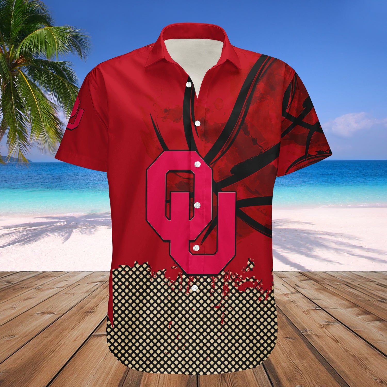 Oklahoma Sooners Hawaii Shirt Basketball Net Grunge Pattern – NCCA