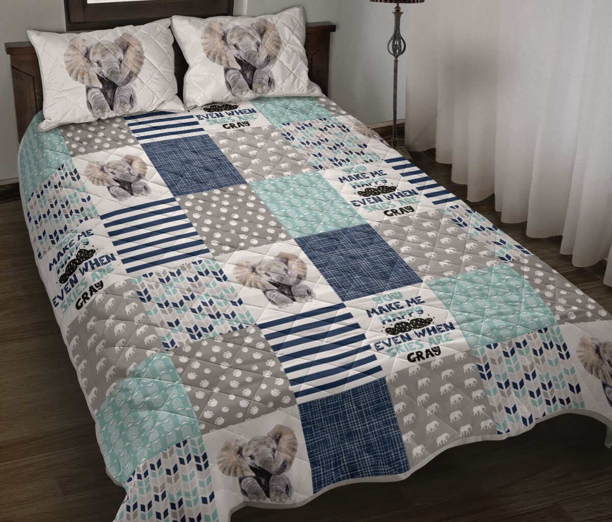 Elephant You Make Me Happy Qbs Quilt Bedding Set Bedroom Decoration Twin/Queen/King Size Bedding